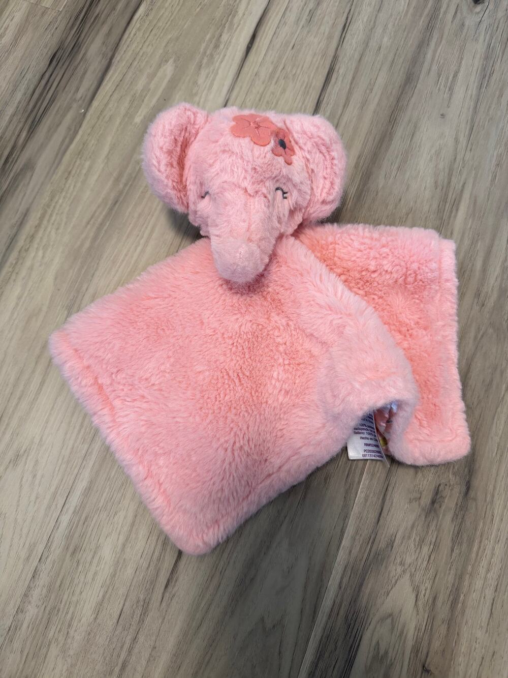 Parents Choice Pink Elephant Lovey Plush Baby Security Blanket Floral Bottom